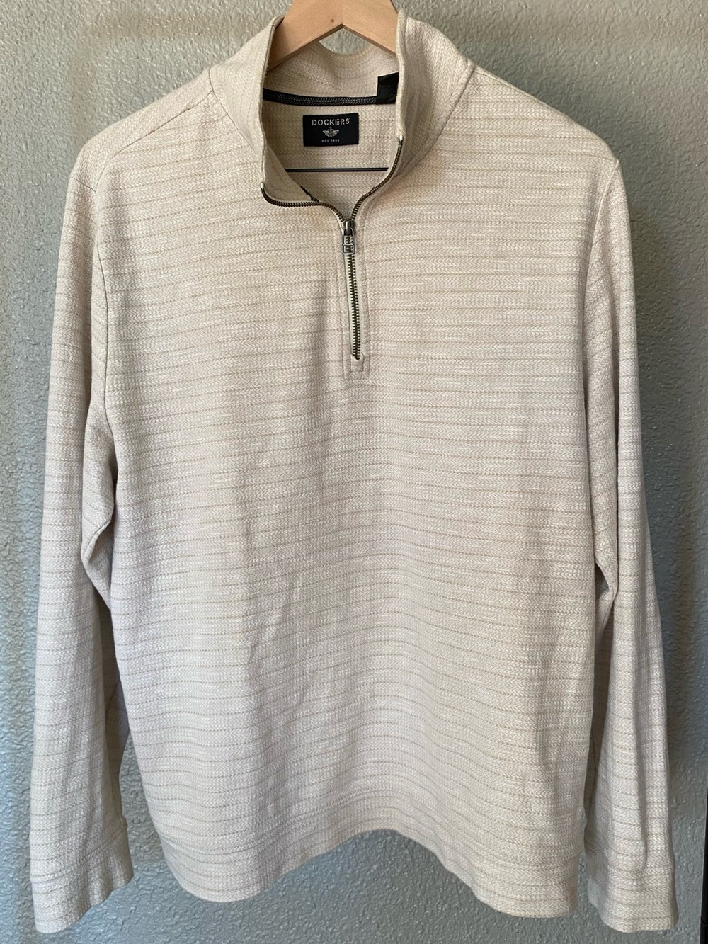 Dockers Men's Cream Half-Zip Textured Pullover